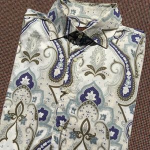 ETRO Milano Vibrant Paisley Shirt Made in Italy Sz 45 XXL